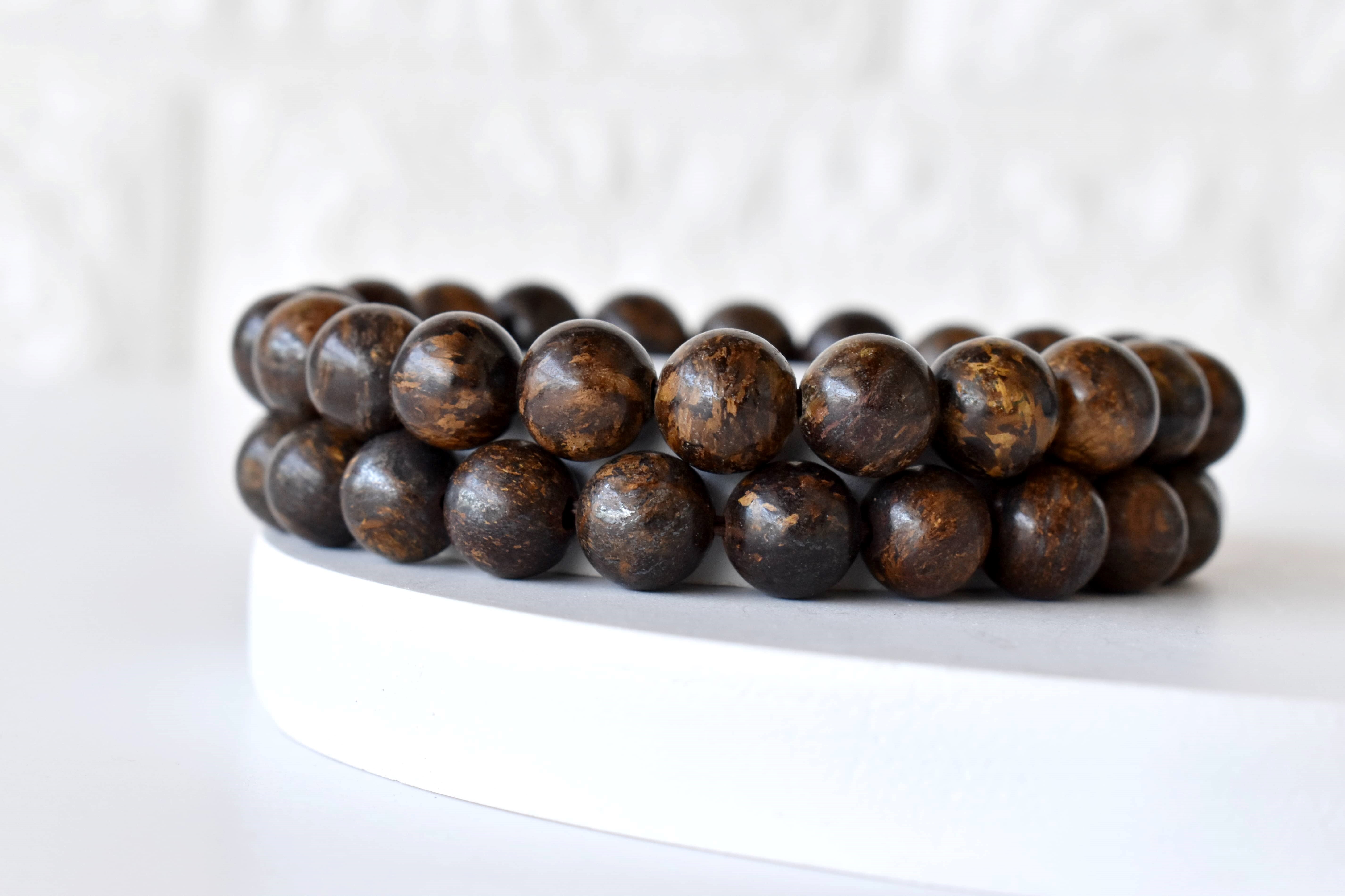 Bronzite Bracelet - 7-7.5 Inches, Brown Natural Gemstones, 22 Grams Beaded Jewelry