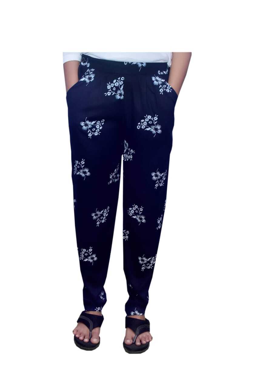 Ladies Fancy Printed Pants - Rayon Fabric, Ankle Length, Elastic Waist Type | Available In Red, Regular Fit, Pull-on Closure