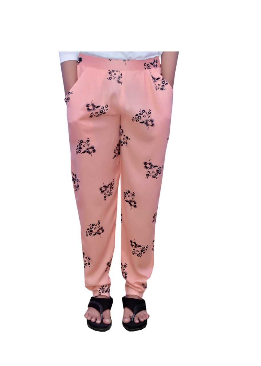 Ladies Fancy Printed Pants - Rayon Fabric, Ankle Length, Elastic Waist Type | Available In Red, Regular Fit, Pull-on Closure