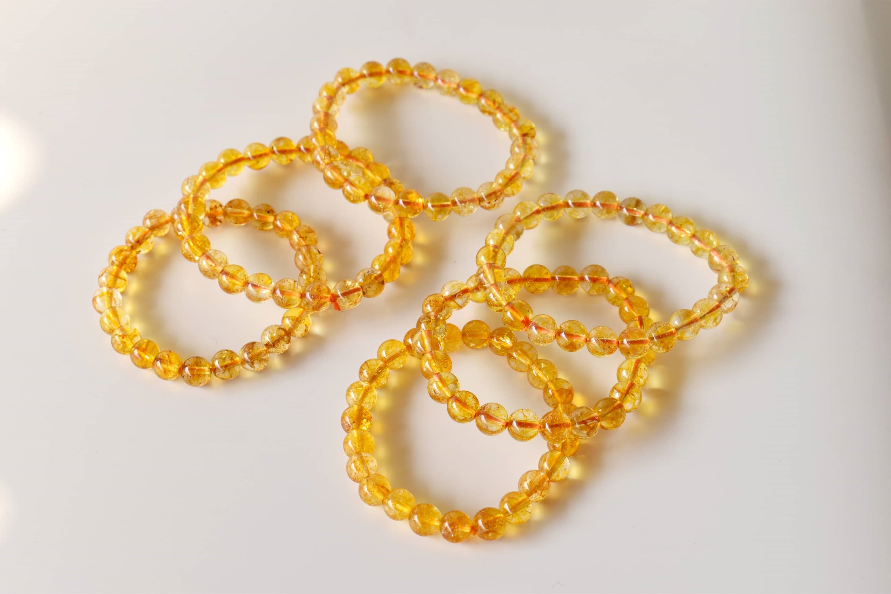 Citrine Heated Crystal Bracelet Beaded Gemstone Bracelet - Natural Gemstone 7-7.5 Inches Yellow 4-10mm Round Beads | 22g Weight
