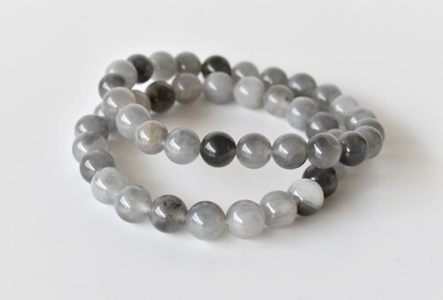 Cloudy Quartz Bracelet - 7-7.5 Inches | Natural Gemstones, Round Shape, Grey Color, 22 Grams Weight, 6mm, 8mm, 10mm Beads