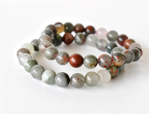 Conglomerate Bracelet Crystal Beaded Bracelet - Natural Gemstones, 4mm-10mm Beads Size, 7-7.5 Inches Length, Round Shape, 22 Grams Weight