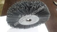 Nylon Abrasive Brush - 125mm Diameter, Black and Orange Bristle Colors, Steel Material | Ideal for Machine Use, Lightweight at 150g