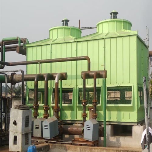 Rectangle Shape Cooling Tower - FRP Material, 400 Liters Capacity | Electric & Solar Power, Air Cooling System, Warranty Included