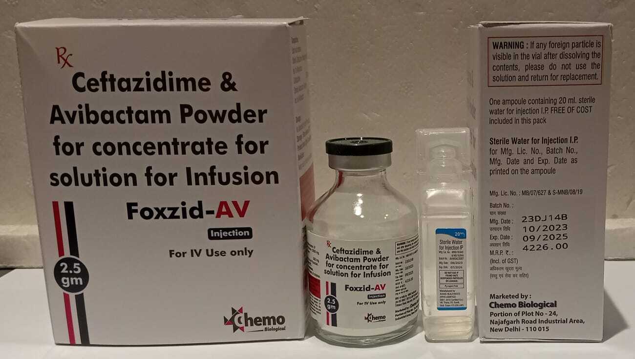 Ceftazidime Penthydrate With Avibactam Sodium Injection - 2000 Mg/500 Mg, Antibiotic Medicine For Treating Abdominal Infections, Pneumonia, Kidney And Urinary Tract Infections In Adults