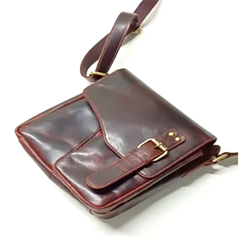 Plain Leather Sling Bag - Color: Dark Brown