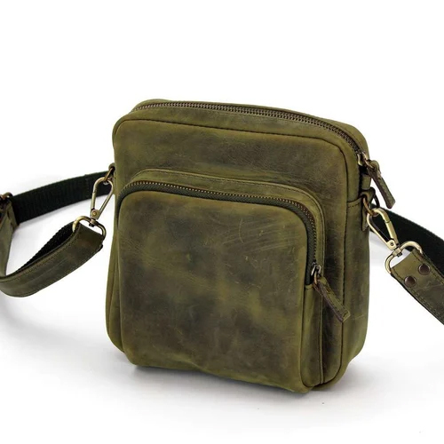 Geniune Green Color Leather Sling Bag - Design: Mordern