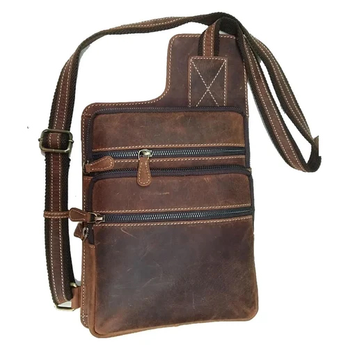 Genuine Leather Brown Sling Bag - Design: Mordern