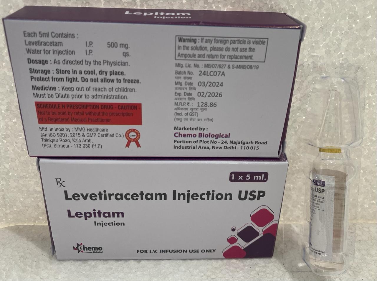 Levetiracetam Injection Usp - 500 Mg Liquid Formulation For Controlled Partial-onset Seizures In Patients Unable To Take Oral Medications