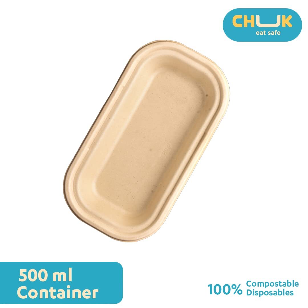 500ml Bagasse Disposable Container - Brown, 100% Compostable, Leak Proof, Hygienic, Eco-friendly, Ideal For Parties And Events