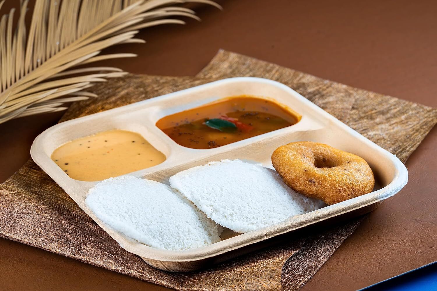 3cp Bagasse Compartmental Disposable Meal Tray - Bagasse Material, 3 Compartment Size, Brown Color | Leak Proof, 100% Compostable, Hygienic Design