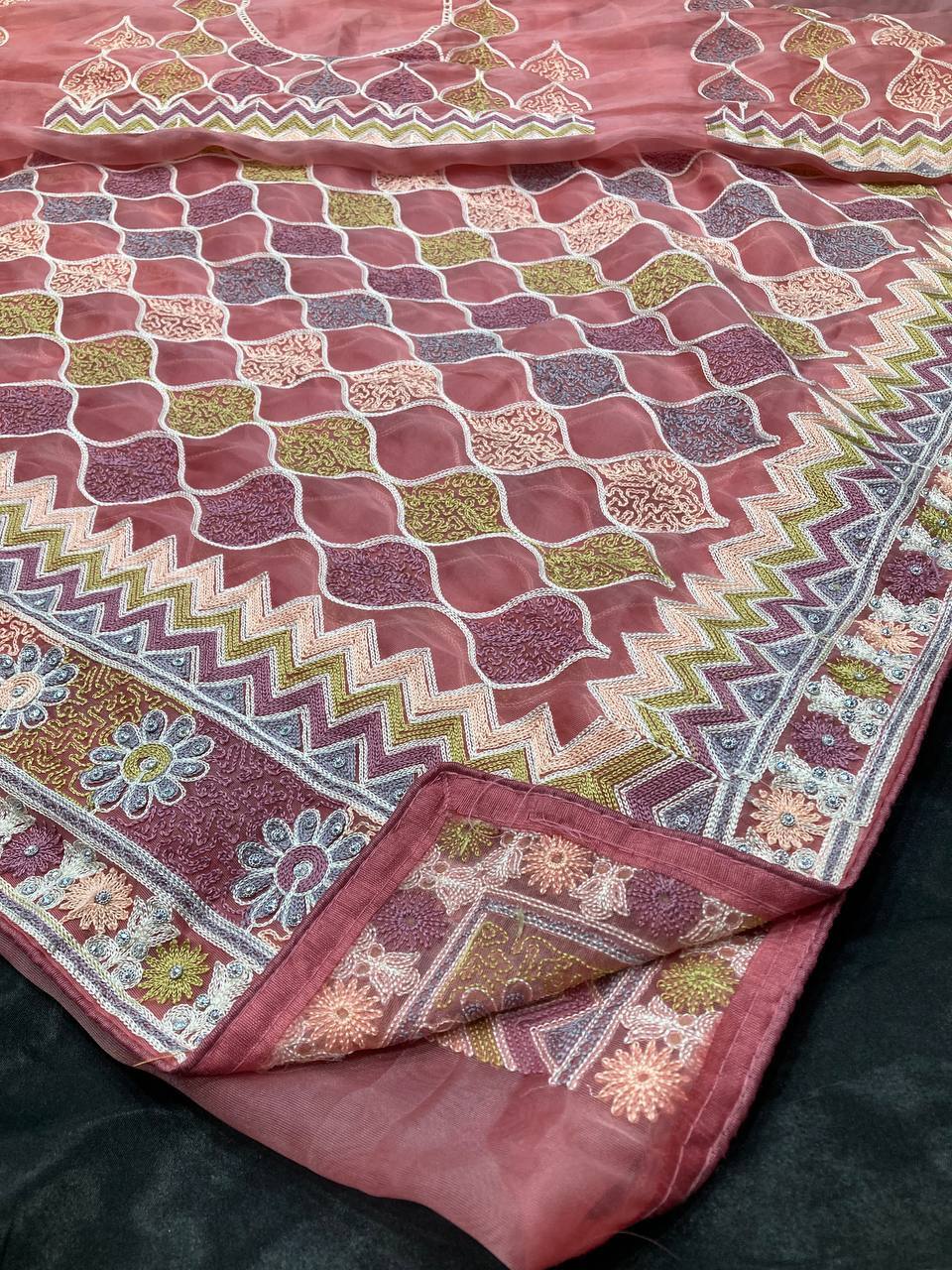 Butter Silk Net Saree - Full Embroidery Work 5.50m | Two Color Options, Handcrafted Bollywood Style, Ideal For Party Wear