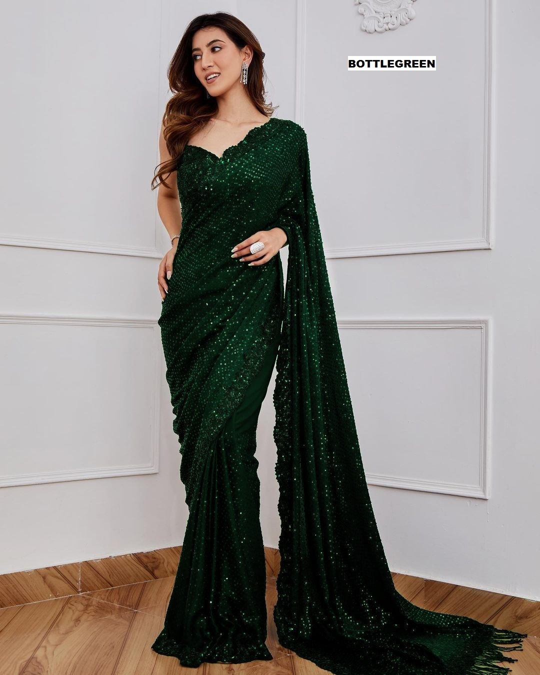 Embroidered Saree - Luxurious Silk Fabric, Elegant Floral Patterns, Vibrant Color Palette