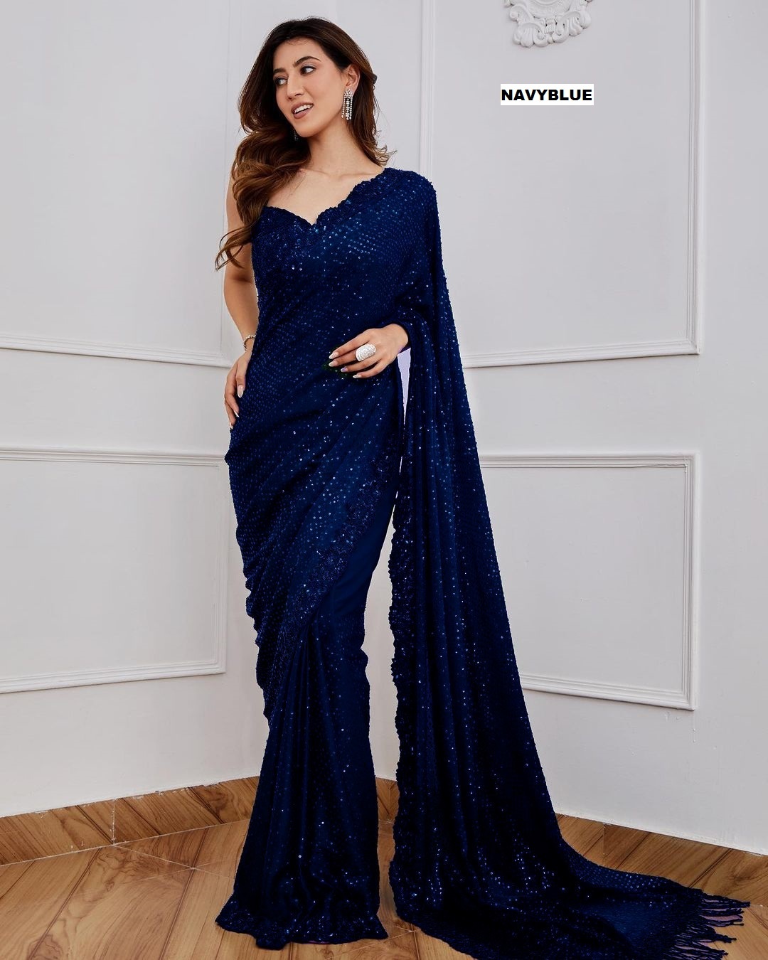 Embroidered Saree - Luxurious Silk Fabric, Elegant Floral Patterns, Vibrant Color Palette