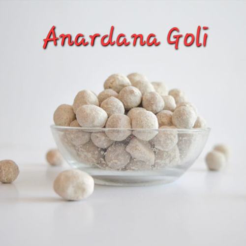 Edible Anardana Goli - Solid Ball Shape, Semi-Soft Texture | Dried Traditional Indian Snack with Salty, Sour, and Sweet Flavors in Bag, Bottle, Box, or Bulk Packaging