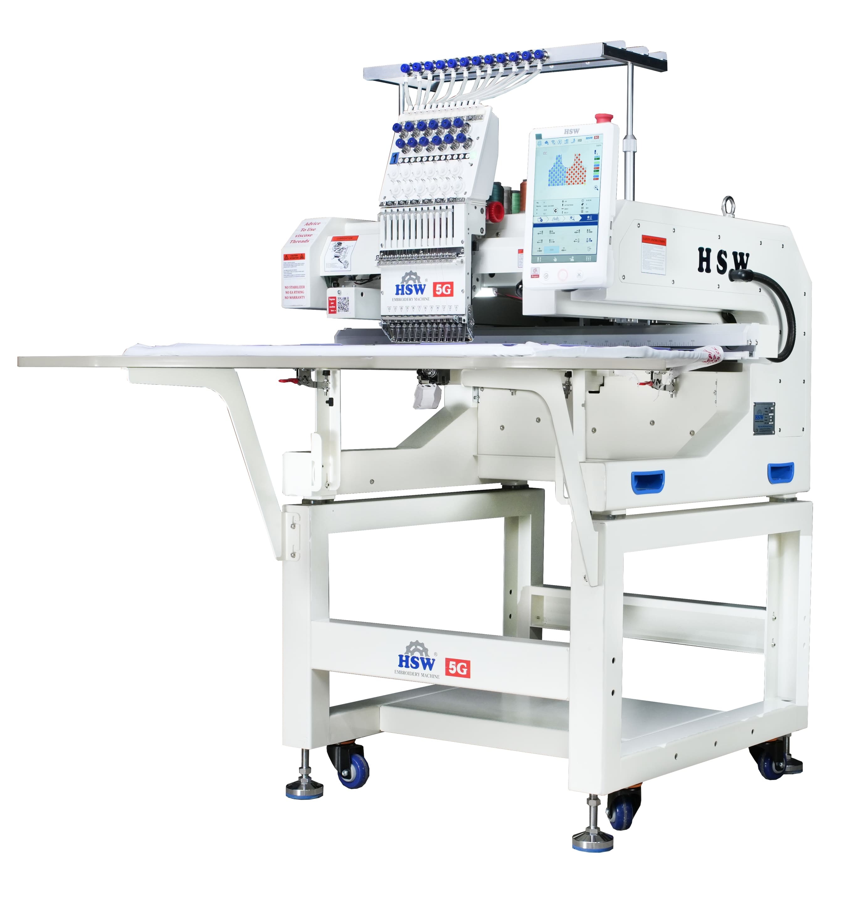 Hsw 2032-5g Single Head 12 Needle Computerized Embroidery Machine - Color: White