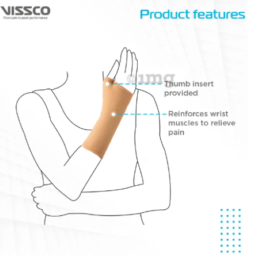 Elastic Pullover Wrist Support - Latex-free Skin Friendly Material, 11x1.1x18 Cm Dimensions, Thumb Insert For Optimal Comfort & Compression Support
