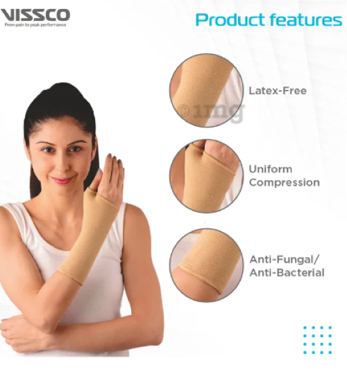 Elastic Pullover Wrist Support - Latex-free Skin Friendly Material, 11x1.1x18 Cm Dimensions, Thumb Insert For Optimal Comfort & Compression Support