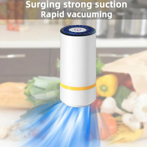 Electric Food Vacuum Bag Pump - White ABS Plastic | Electric Operation, Durable Design, Airtight Seal for Fresh Food Storage