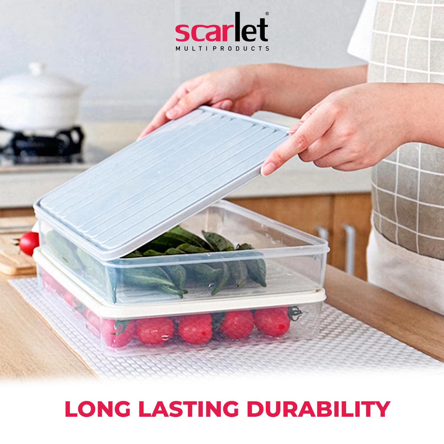 Fridge Storage Container For Food - Plastic, 2500ml And 1200ml Sizes, Transparent White Design | Airtight, Stackable, Organized Storage With Drain Plate