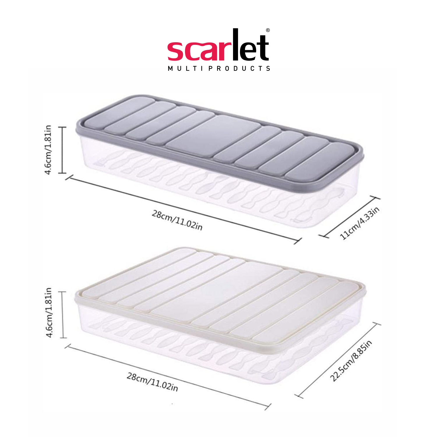Fridge Storage Container For Food - Plastic, 2500ml And 1200ml Sizes, Transparent White Design | Airtight, Stackable, Organized Storage With Drain Plate