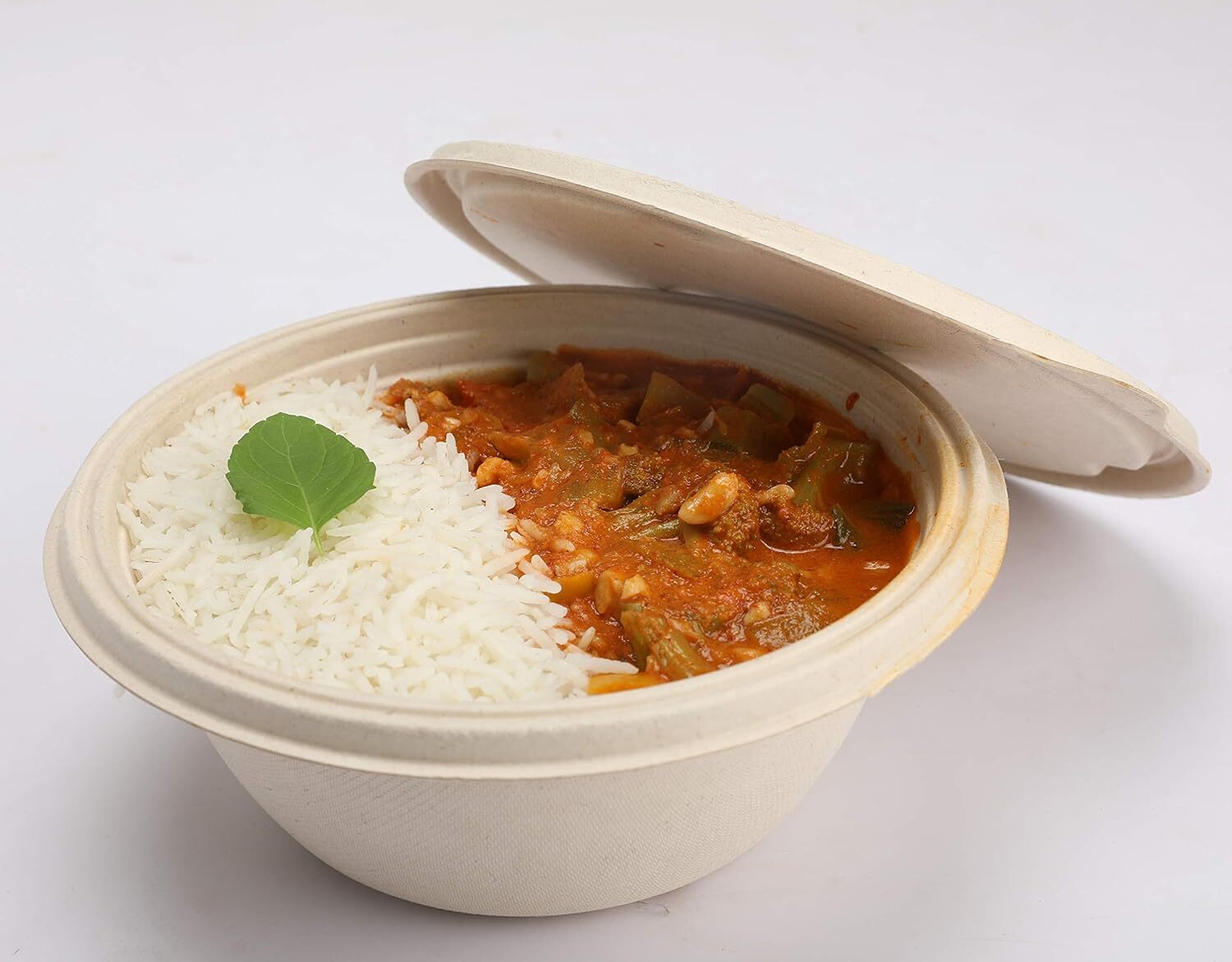 750ml Sugarcane Bagasse Meal Bowl With Lid - Eco-friendly, Brown, Anti-leak Design For Hot Or Cold Foods, Microwave & Freezer Safe