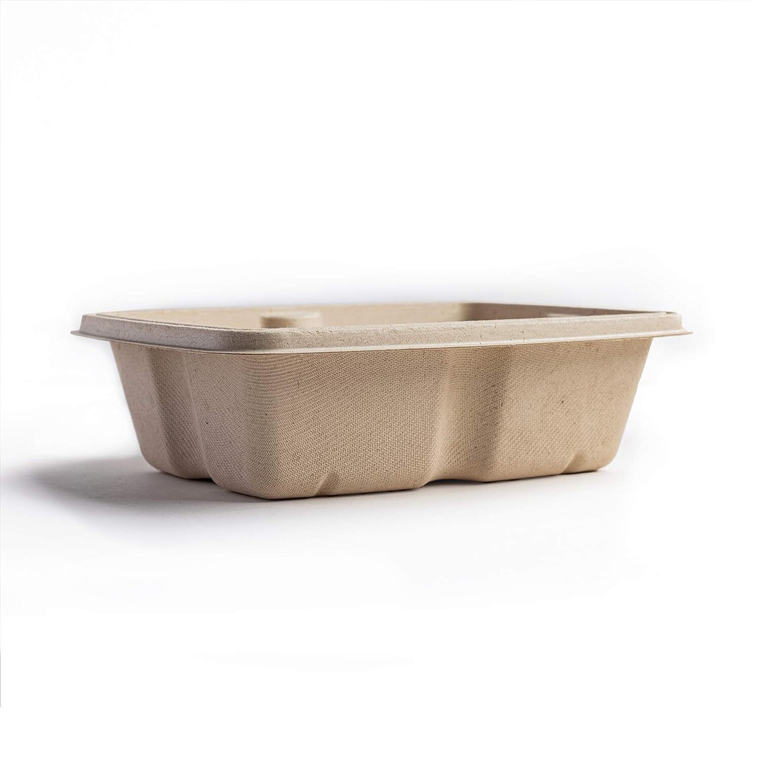 500ml Rectangle Bagasse Container With Snap-fit Lid - Brown, Eco-friendly & Biodegradable, Leak-proof For Hot Or Cold Foods