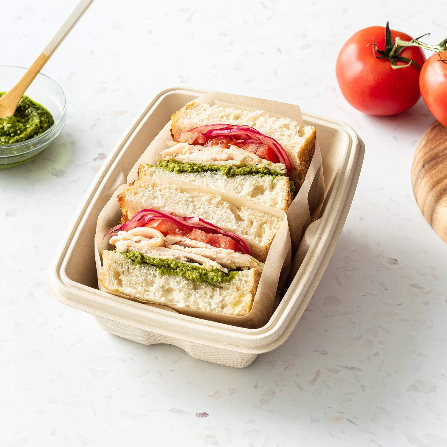 500ml Rectangle Bagasse Container With Snap-fit Lid - Brown, Eco-friendly & Biodegradable, Leak-proof For Hot Or Cold Foods