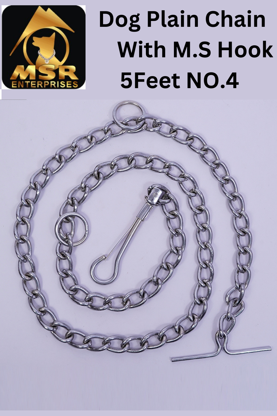 Plain Twisted Iron Dog Chain With Ms Hook - Color: Ss