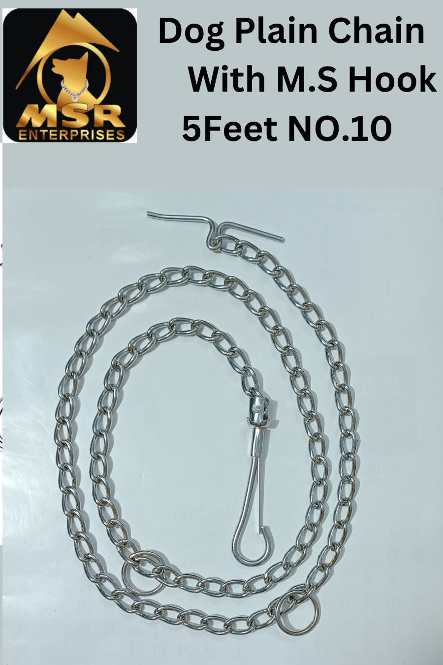 Plain Twisted Iron Dog Chain With Ms Hook - Color: Ss
