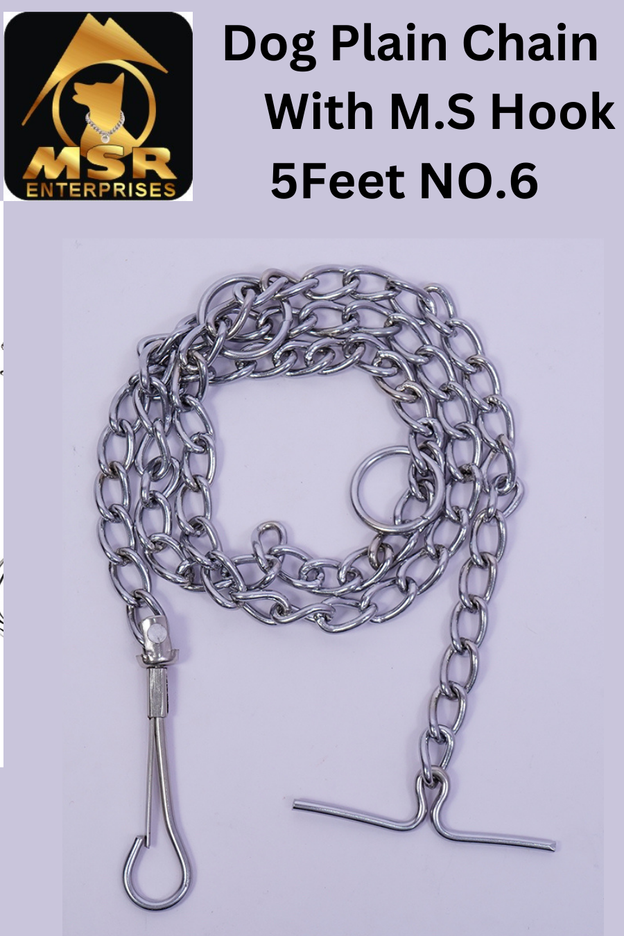 Plain Twisted Iron Dog Chain With Ms Hook - Color: Ss