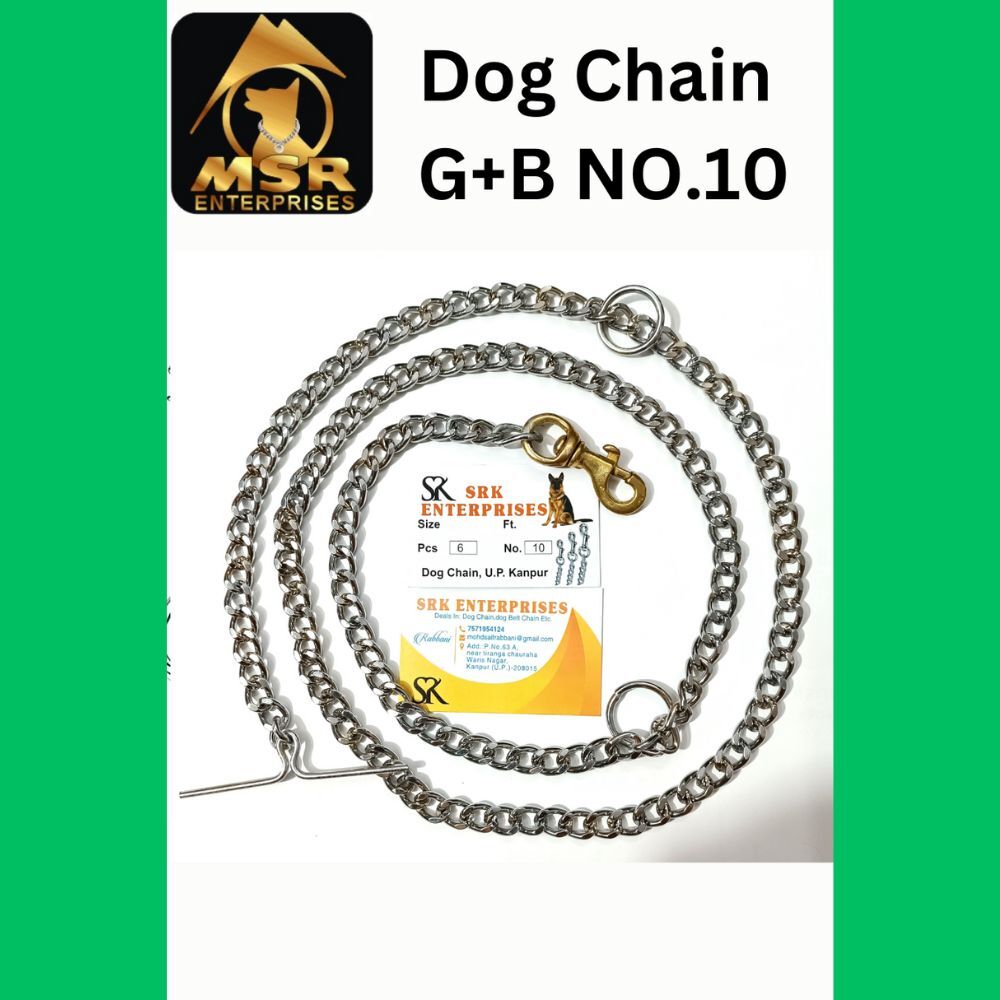 Grinded Twisted Iron Dog Chain - 5 Feet, Silver Color With Brass Hook For Enhanced Strength And Security