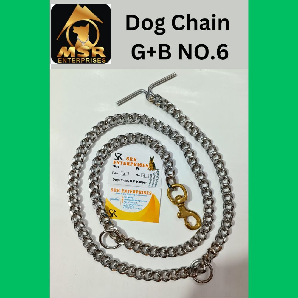 Grinded Twisted Iron Dog Chain - 5 Feet, Silver Color With Brass Hook For Enhanced Strength And Security