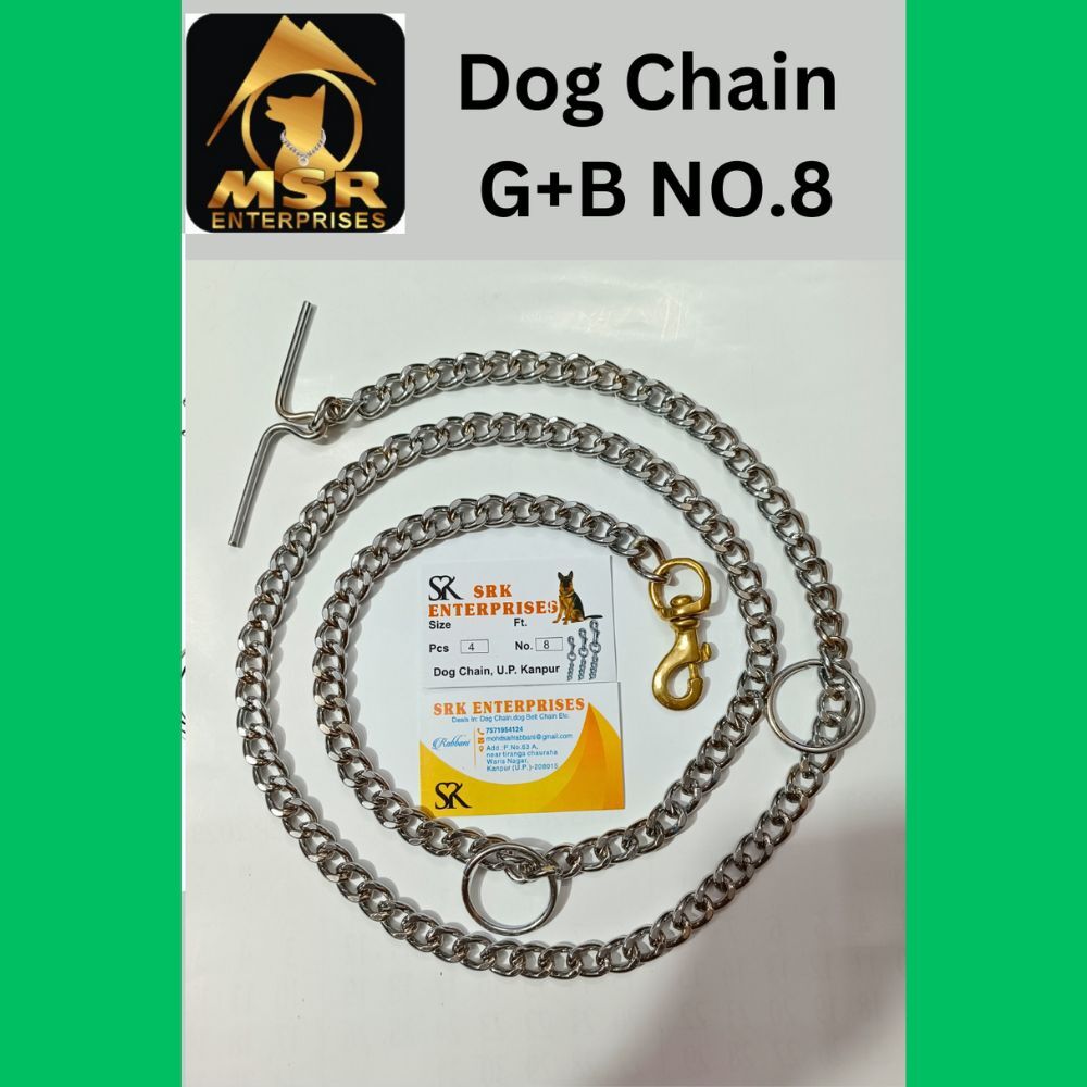 Grinded Twisted Iron Dog Chain - 5 Feet, Silver Color With Brass Hook For Enhanced Strength And Security