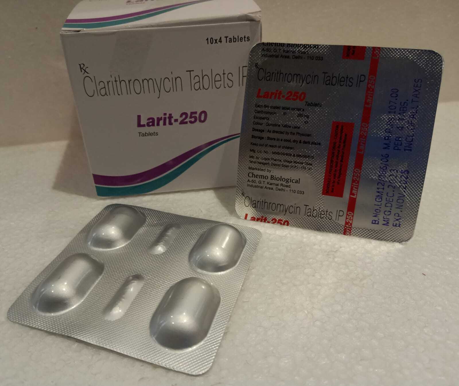 Clarithromycin 250 Mg - Antibiotic Tablets For Bacterial Infections | Treats Pneumonia, Bronchitis, Ear, Skin, Throat Infections