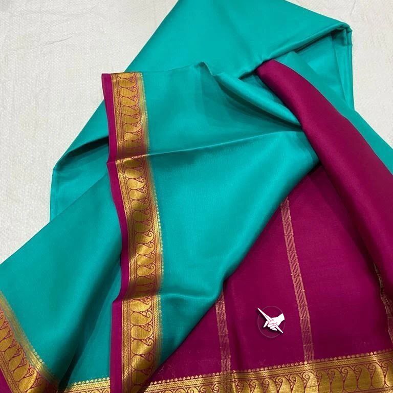 Mysore Silk Saree - Mysore Crape Silk With Beautiful Jari Border, Contrast Blouse, Available In 10 Vibrant Colors, Ethnic Wear With Intricate Zari Work