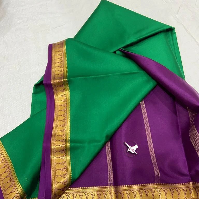 Mysore Silk Saree - Mysore Crape Silk With Beautiful Jari Border, Contrast Blouse, Available In 10 Vibrant Colors, Ethnic Wear With Intricate Zari Work