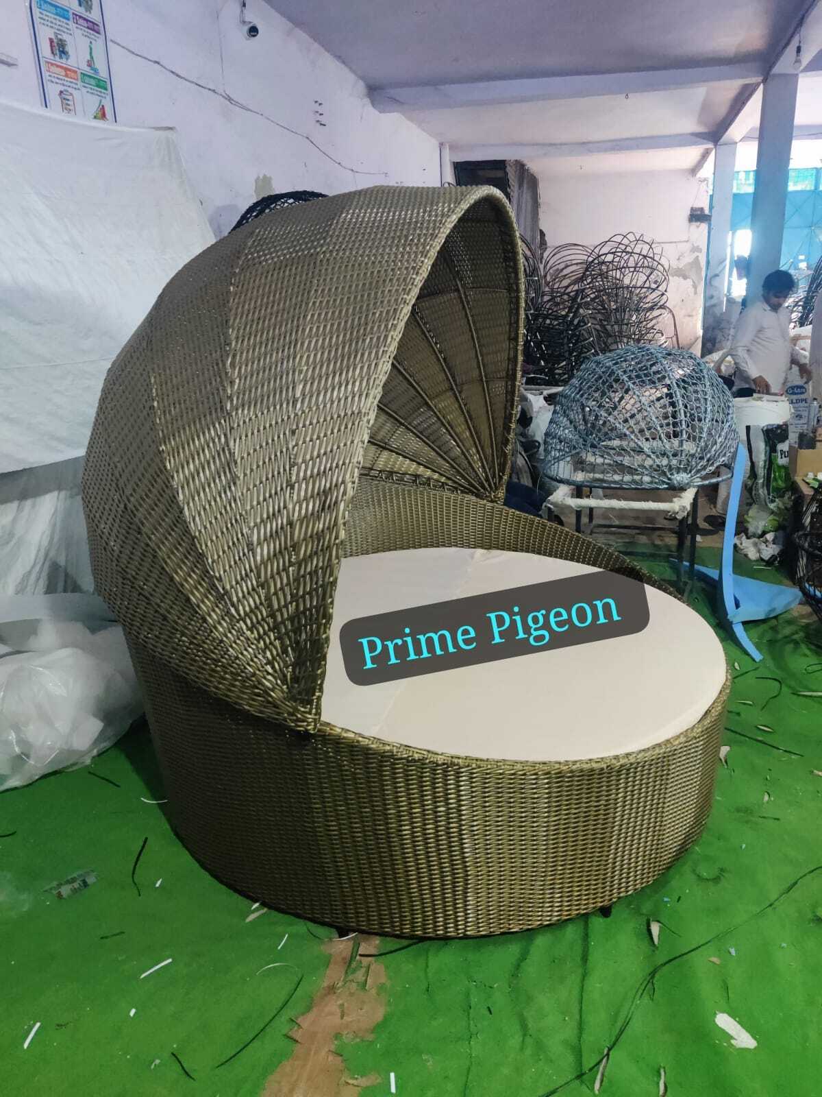 Outdoor Hanging Basket Swing Chair - Poly Nylon & Heavy Iron Frame, 78 Inch Width, Golden/cream Color | All Weather Support, Luxury Comfort, Uv Resistant, Durable Wicker, Easy Care, 3 Year Warranty