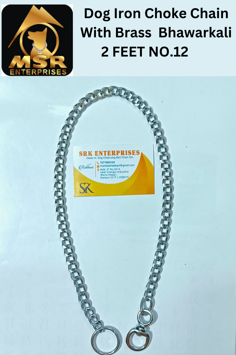Feet Grinded Twisted Iron Dog Choke Chain With Brass Bhorkali