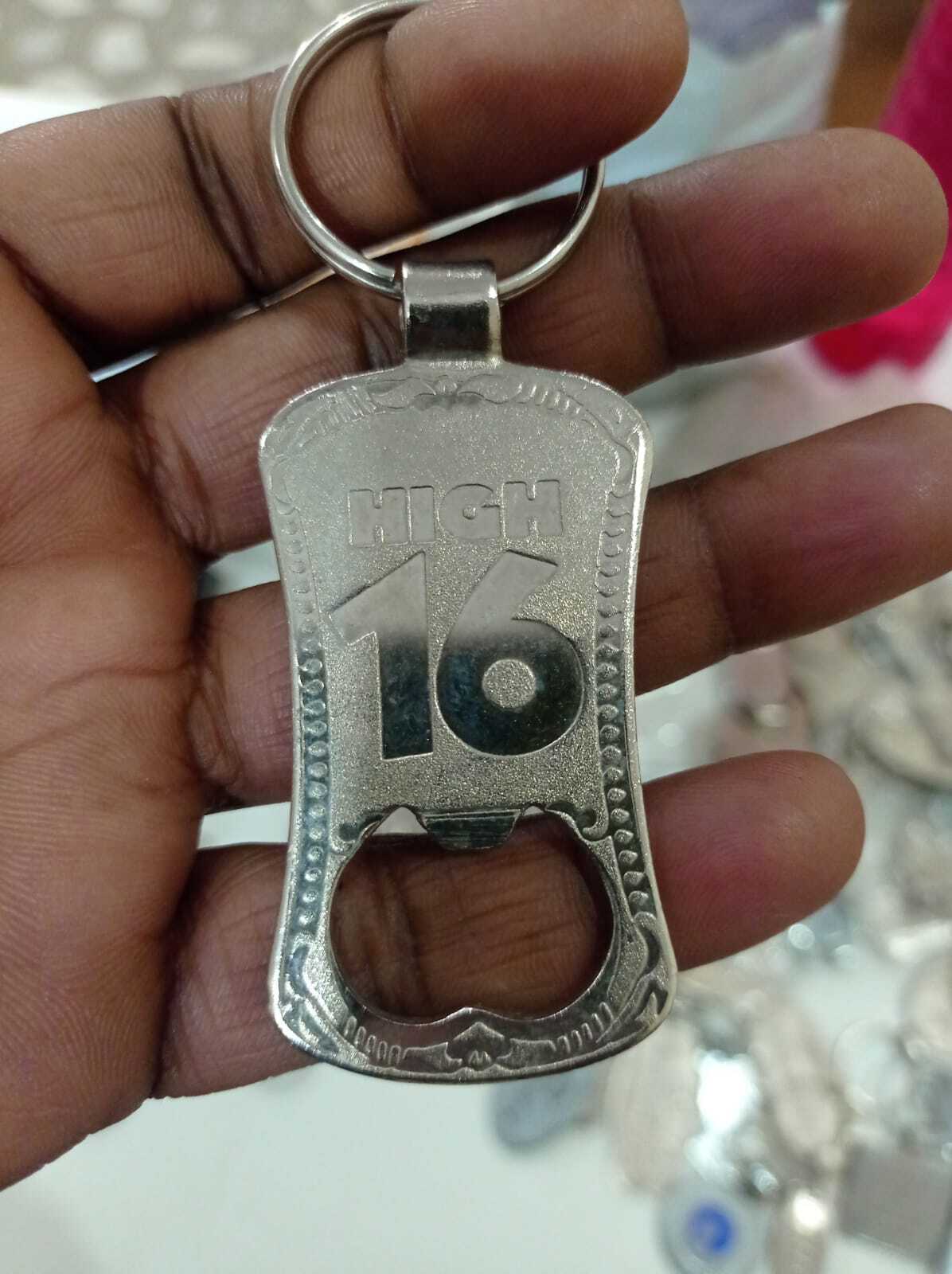 Metal Keychain - 50x30 Mm, Silver Polished Metal | Versatile Key Attachment And Bottle Opener, Rohs Compliant Design