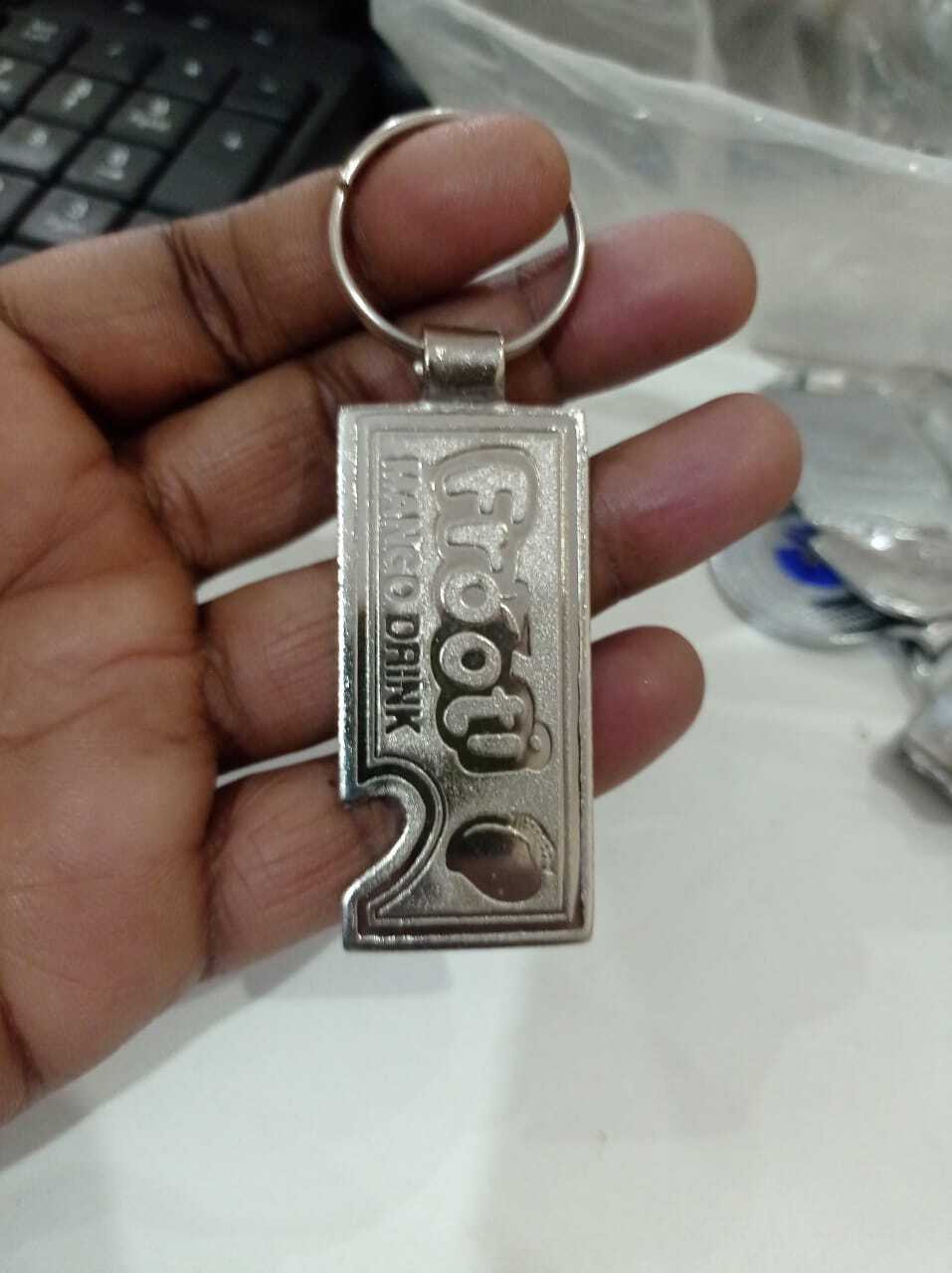 Metal Keychain - 50x30 Mm, Silver Polished Metal | Versatile Key Attachment And Bottle Opener, Rohs Compliant Design