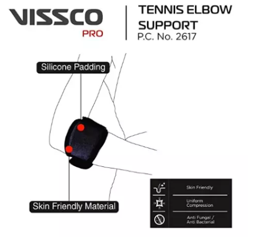 Elbow Brace With Strap - Silicone Padded Fabric, S/m/l/xl/xxl | Pain Relief For Men, Women, Targets Tennis Elbow