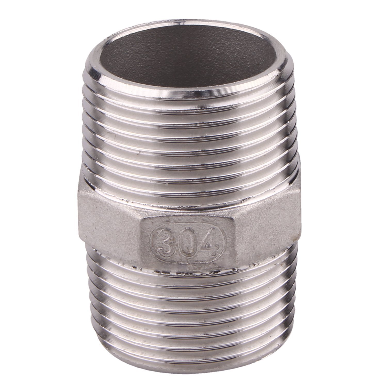 Stainless Steel Npt Threading Hex Nipple Pipe Fitting - 1/2 Inch Od, 40mm Thickness | Male Connection, Astm Standard, 12-month Warranty