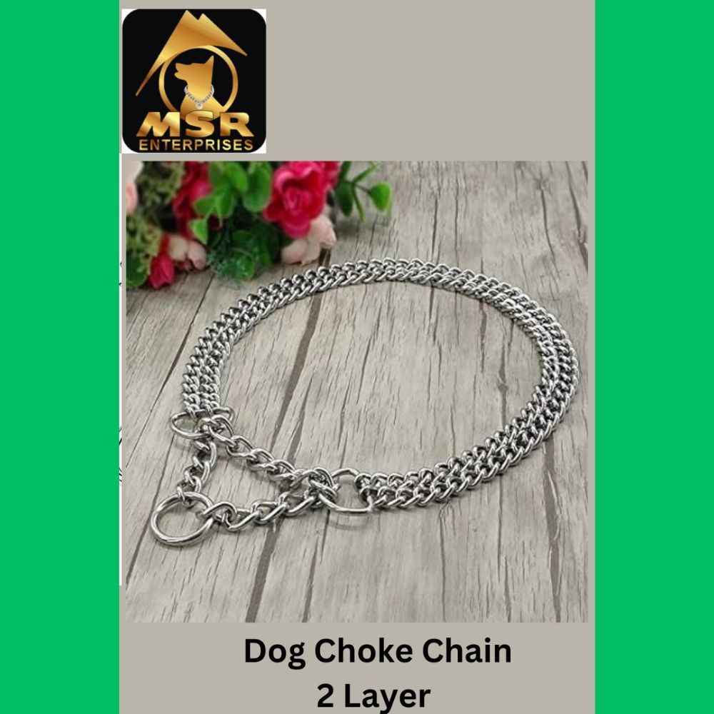 24 Inch 2 Layer Grinded Twisted Choke Collar Chain - Iron Material, Silver Color, 2 Layer Design | High Quality, Secure Control For Medium To Large Dogs