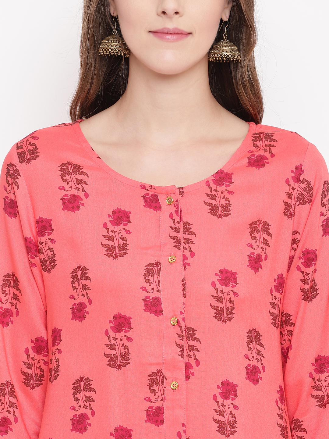 Women Printed Rayon Kurta Set - Size S To Xxl, Pink Color | Breathable, Quick Dry, Full Sleeves, Ethnic Indian Design