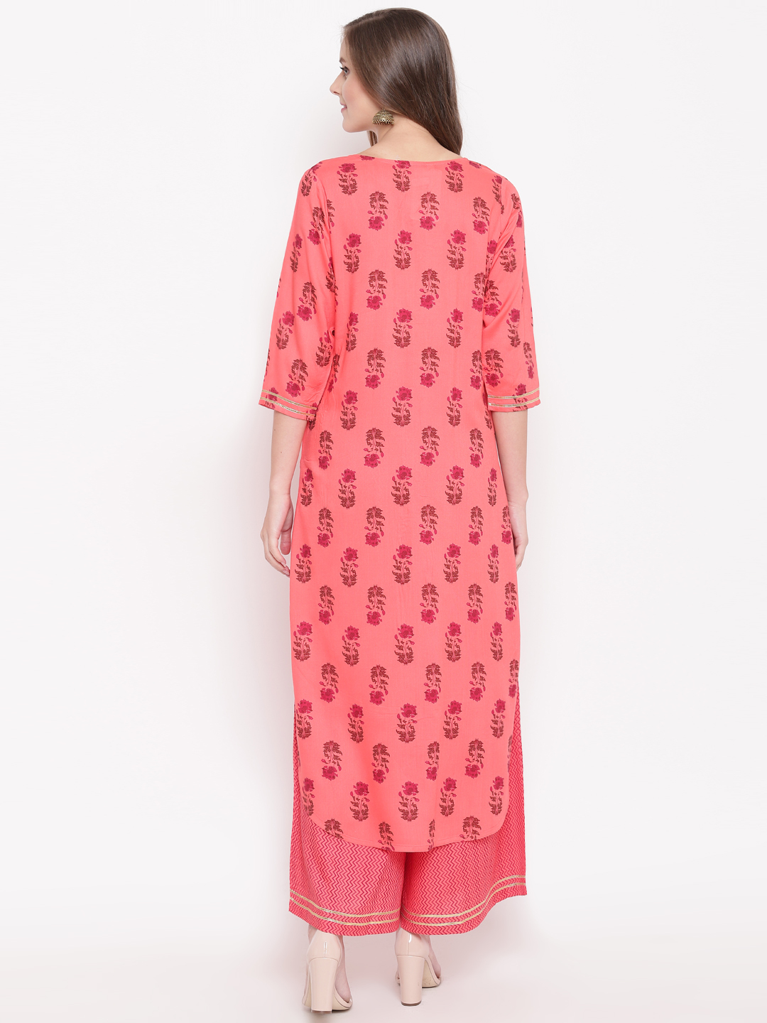 Women Printed Rayon Kurta Set - Size S To Xxl, Pink Color | Breathable, Quick Dry, Full Sleeves, Ethnic Indian Design