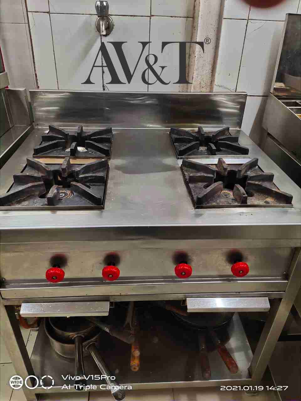 Three Burner Chinese Gas Range - Durable Stainless Steel, Efficient Cooking For Commercial Asian Cuisine