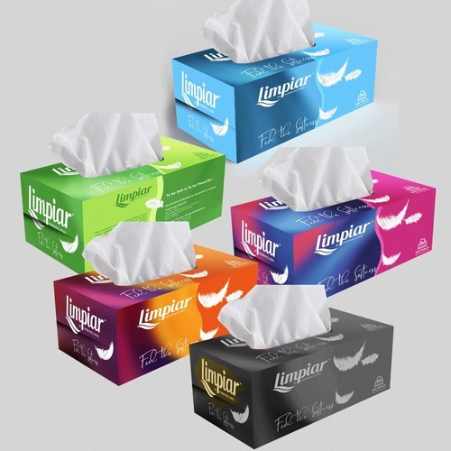 Facial Tissue - Paper, 20x20 Cm, White, Highly Soft Feel, Disposable, Embossed Finish, Anti-bacterial, Lightweight, Highly Absorbent