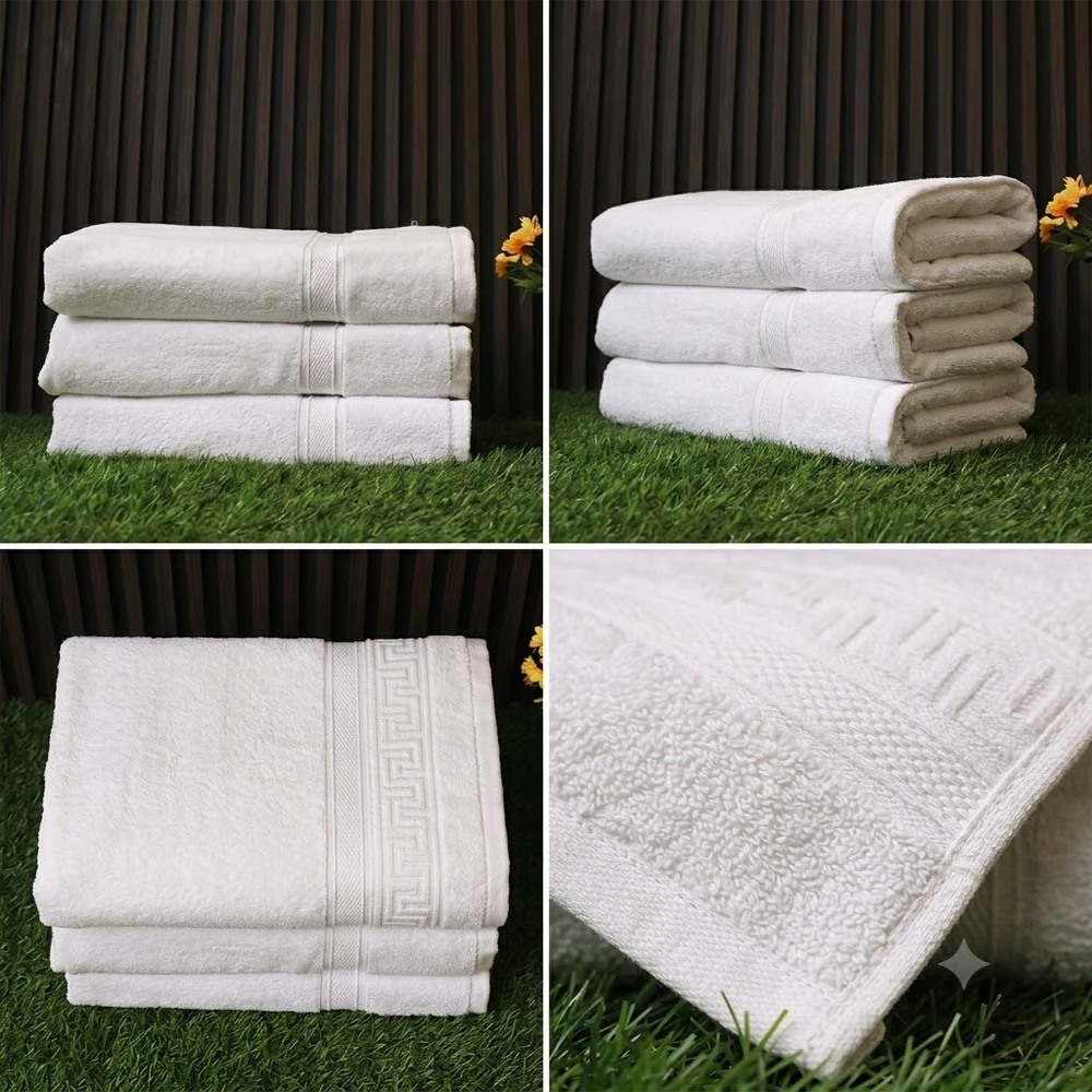 30X60 Inch White Dobby Bath Towel - Color: Different Available