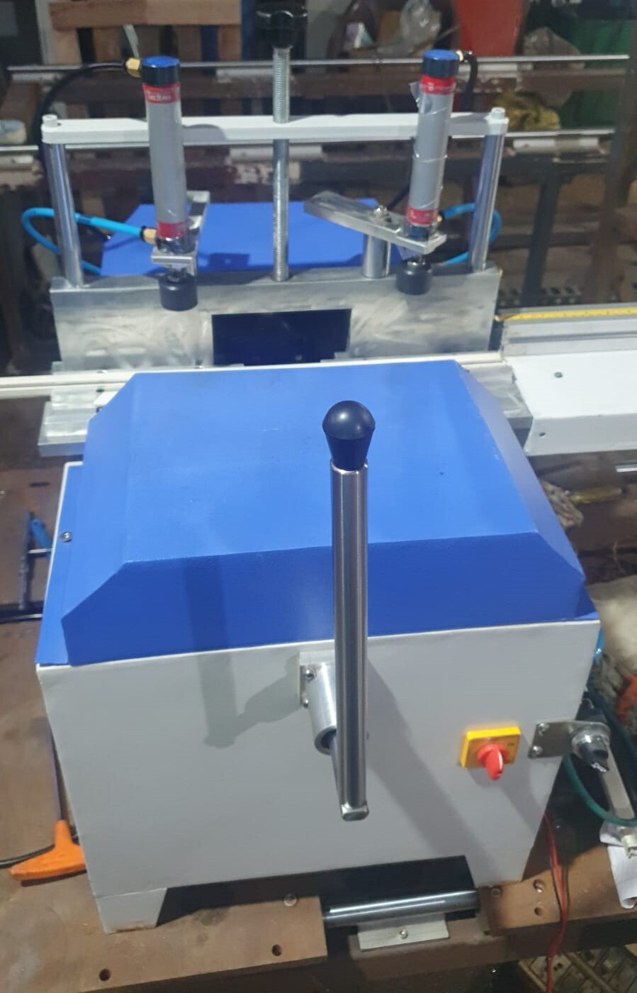 Manual Glazing Bead Cutting Machine - Steel, 110 Kilograms Weight, Blue Color | Pneumatic Drive, 220 Volt Voltage, 1 Year Warranty, Good Quality, Industrial Use